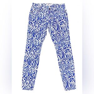 Vineyard Vines Women’s Royal Ocean Nautical Zebra Print Denim Pants